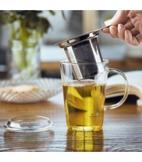 Taza con filtro y tapa de cristal "CHIKAO" 0,400 L