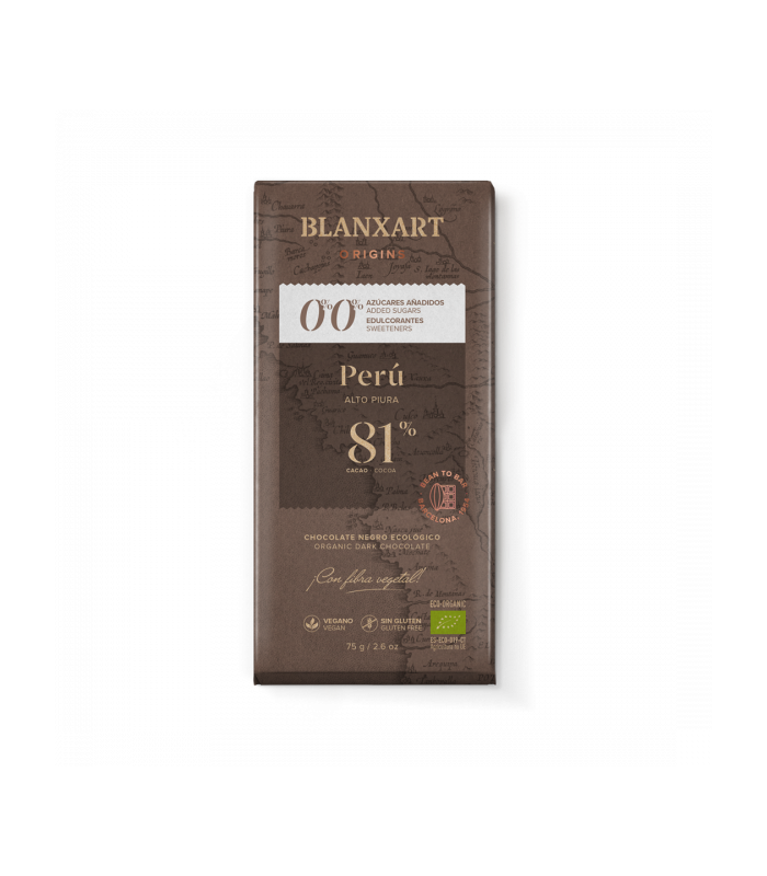 Chocolate Ecológico Blanxart Perú 81% sin azúcares ni edulcorantes - 80g