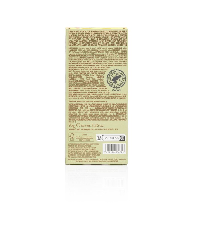 Chocolate blanco VENCHI con almendras y pistacho - 95g