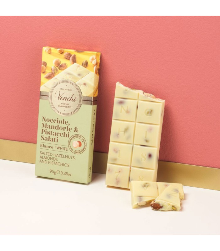 Chocolate blanco VENCHI con almendras y pistacho - 95g