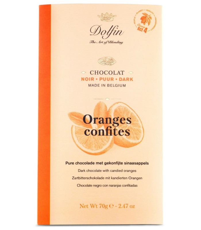 Chocolate Dolphin con naranja confitada - 70g