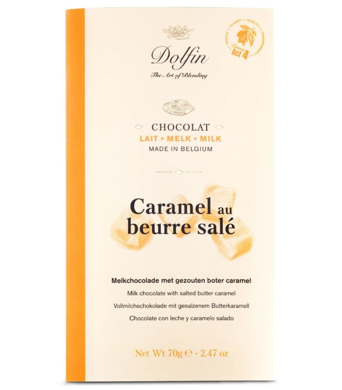 Chocolate con leche Dolphin con caramelo a la mantequilla salada - 70g